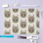 Rustic Woodland Deer Head with Winter Foliage -  薄葉紙 (クラフト)