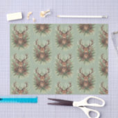 Rustic Woodland Deer Head with Winter Foliage -  薄葉紙 (クラフト)