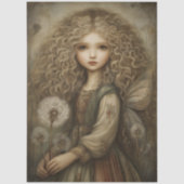 Rustic Woodland Fairy with Dandelions Fantasy Art 薄葉紙 (正面)