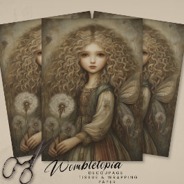 Rustic Woodland Fairy with Dandelions Fantasy Art 薄葉紙