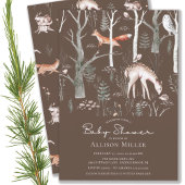 Rustic Woodland Forest Animals Baby Shower Invitat 招待状