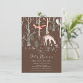 Rustic Woodland Forest Animals Baby Shower Invitat 招待状 (スタンド正面)