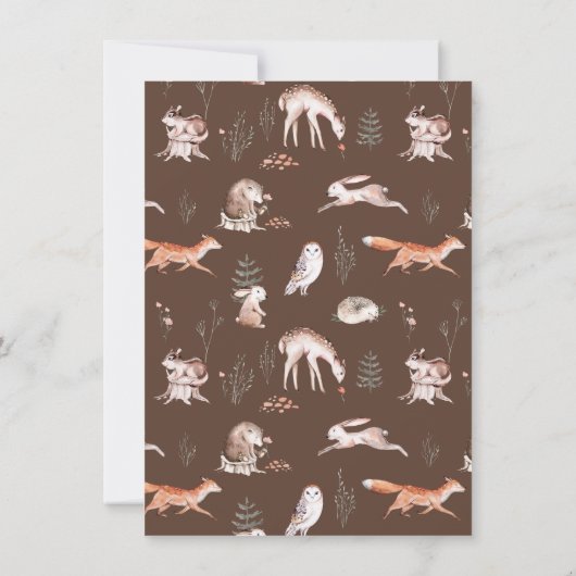 Rustic Woodland Forest Animals Baby Shower Invitat 招待状 (裏面)