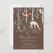 Rustic Woodland Forest Animals Baby Shower Invitat 招待状 (正面)