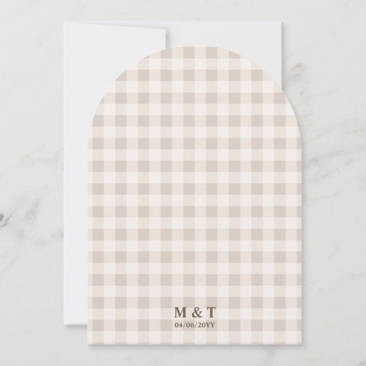 Rustic Woodland Hares On Beige Gingham Wedding 招待状 (裏面)