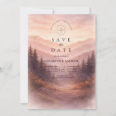 Rustic Woodland Mountain Scene Wedding セーブザデート (正面)