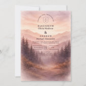 Rustic Woodland Mountain Scene Wedding 招待状 (正面)