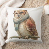 Rustic Woodland Owl Christmas Throw Pillow クッション (ブランケット)