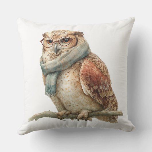 Rustic Woodland Owl Christmas Throw Pillow クッション (裏面)