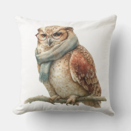 Rustic Woodland Owl Christmas Throw Pillow クッション