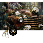 Rustic Woodland Rose Truck Decoupage 薄葉紙