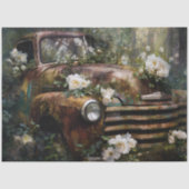 Rustic Woodland Rose Truck Decoupage 薄葉紙 (正面)