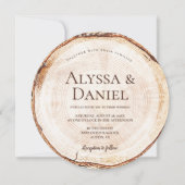 Rustic Woodland Round Wood Slice forest wedding 招待状 (正面)