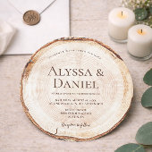 Rustic Woodland Round Wood Slice forest wedding 招待状