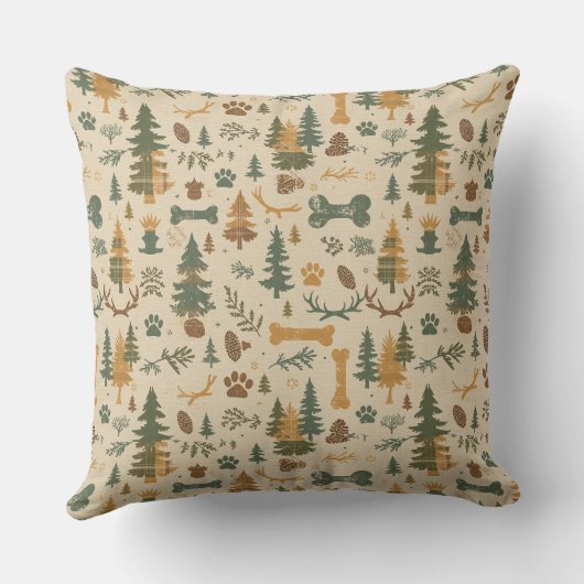 Rustic Woodland Throw Pillow – Lodge‑Inspired Pet クッション (裏面)