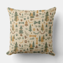 Rustic Woodland Throw Pillow – Lodge‑Inspired Pet