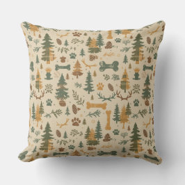 Rustic Woodland Throw Pillow – Lodge‑Inspired Pet クッション