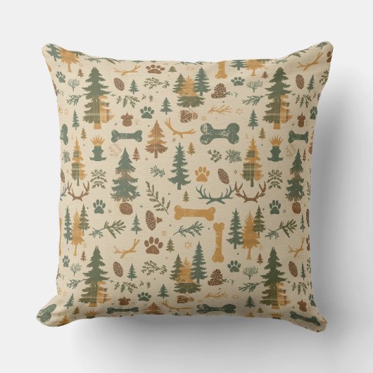 Rustic Woodland Throw Pillow – Lodge‑Inspired Pet クッション (正面)