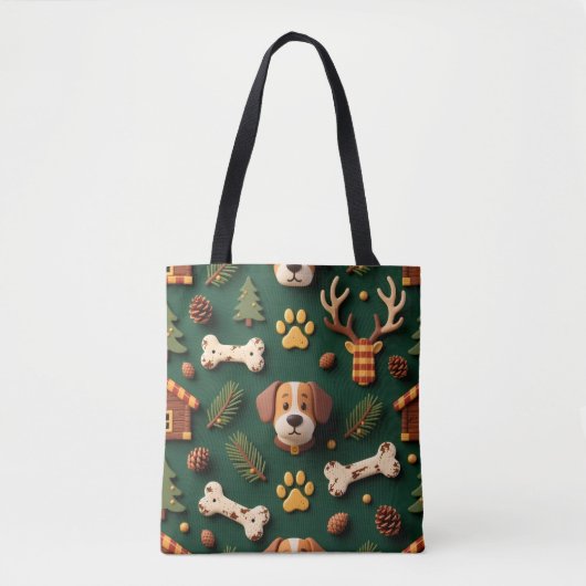 Rustic Woodland Tote Bag – Lodge‑Inspired Pet トートバッグ (正面)