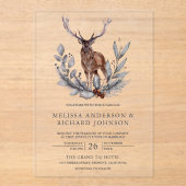 Rustic Woodland Watercolor Forest Deer Wedding アクリル招待状 (正面)