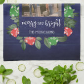 Rustic Woodland Whimsical Mushrooms Christmas キッチンタオル (折り畳み)