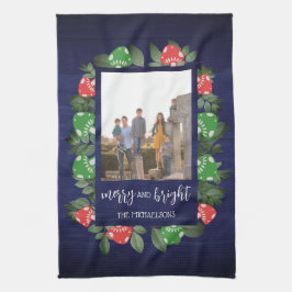 Rustic Woodland Whimsical Mushrooms Christmas キッチンタオル