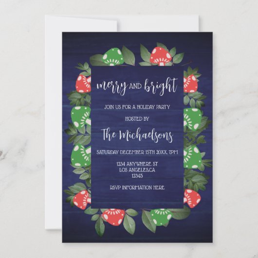 Rustic Woodland Whimsical Mushrooms Christmas 招待状 (正面)