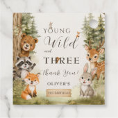 Rustic Woodland Young Wild and Three 3歳の誕生日 フェイバータグ (裏面)