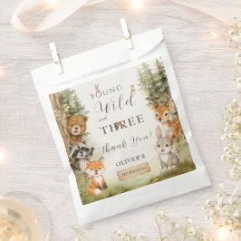 Rustic Woodland Young Wild and Three 3歳の誕生日 フェイバーバッグ