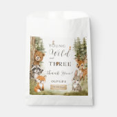 Rustic Woodland Young Wild and Three 3歳の誕生日 フェイバーバッグ (正面)