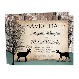 Rustic Woodsy Deer Save the Date Cards セーブザデート