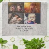 Rustic World's Best Grandpa Wood Custom 6 Photo  キッチンタオル (折り畳み)