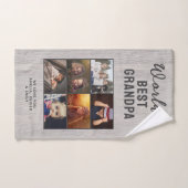 Rustic World's Best Grandpa Wood Custom 6 Photo  バスタオルセット (ハンドタオル)
