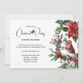 Rustic Wreath Birds Floral Christmas Party シーズンカード (正面)