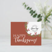 Rustic Wreath Business terracotta Thanksgiving  シーズンカード (スタンド正面)