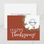 Rustic Wreath Business terracotta Thanksgiving  シーズンカード (正面/裏面)