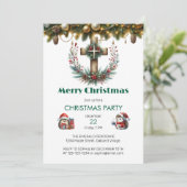 Rustic Wreath Cross Christmas 招待状 (スタンド正面)