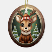 Rustic Xmas Reindeer, Christmas fawn Decor 🦌🎄 セラミックオーナメント (左)