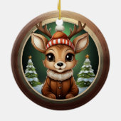 Rustic Xmas Reindeer, Christmas fawn Decor 🦌🎄 セラミックオーナメント (裏面)