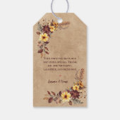 Rustic Yellow & Burgundy Fall Floral Wedding Favor ギフトタグ (裏面)