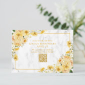 Rustic Yellow Floral Marble QR Code Wedding RSVP (スタンド正面)