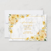 Rustic Yellow Floral Marble QR Code Wedding RSVP (裏面)
