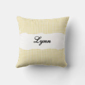Rustic Yellow Gingham Personalized Name クッション (裏面)