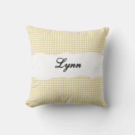 Rustic Yellow Gingham Personalized Name クッション