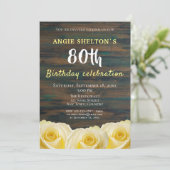 rustic Yellow Rose 80歳誕生日フラワーパーティー 招待状 (スタンド正面)