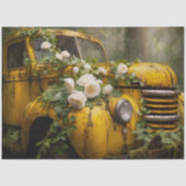 Rustic Yellow Rose Truck Decoupage 薄葉紙 (正面)