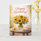 Rustic Yellow Sunflower Birthday カード (黄色い花)