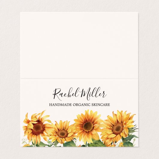 Rustic Yellow Sunflower Garden Folded 名刺 (外部フラット)
