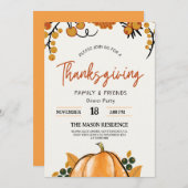 Rustica de Calabaza de Acción de Gracia 招待状 (正面/裏面)