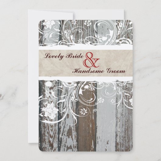 Rusticanaの木製の羊皮紙の結婚式招待状 招待状 (裏面)